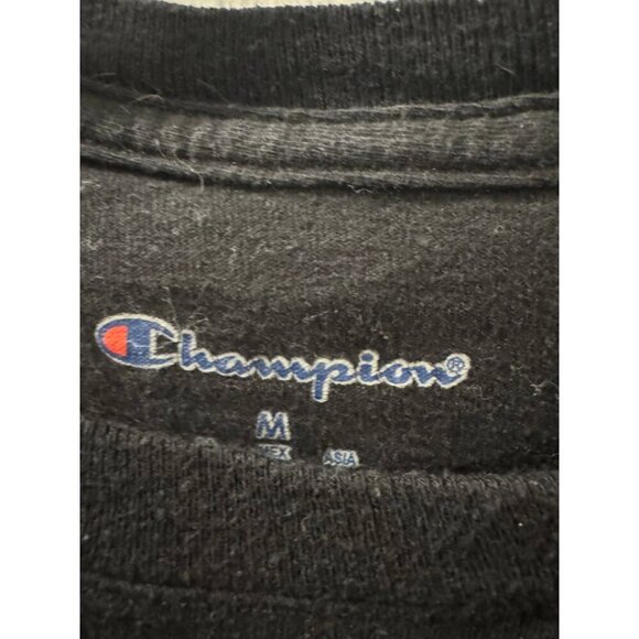 Champion T-Shirt Men's M Black Long Sleeve Logo Embroidered Crew Neck Pullover - Picture 4 of 8